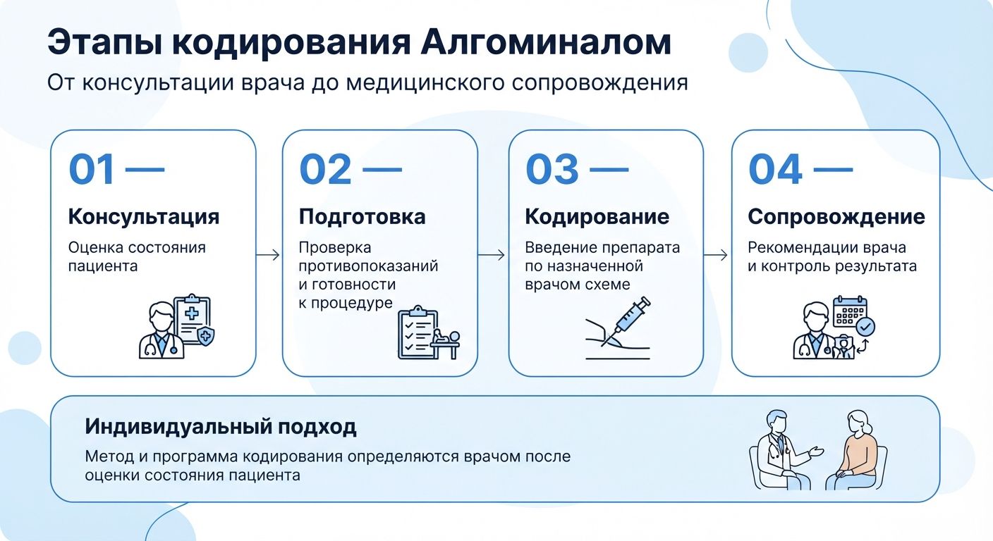 Кодирование препаратом «Алгоминал» в Агиделе инфографика